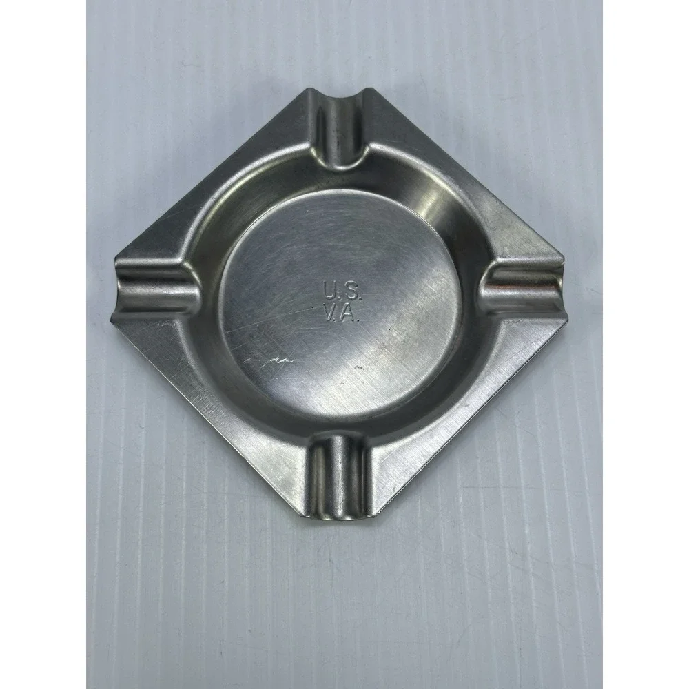 Vintage Military U.S. V.A. Veterans Administration Stainless Steel Ashtray